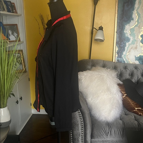 Fashion Nova Black Blouse with Red Trim - Picture 3 of 8